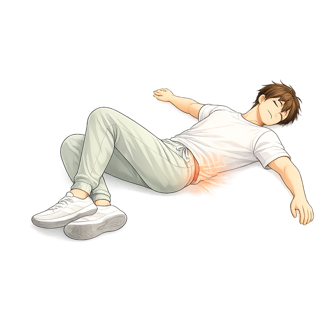 仰向けで膝を左右に倒す動作